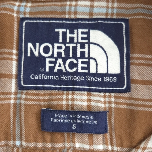 The North Face Men's Tan Brown Plaid Button-Down Short-Sleeve Shirt - Picture 5 of 6